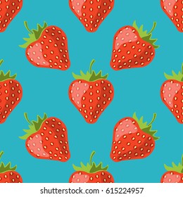 Seamless strawberry pattern. Cartoon style.