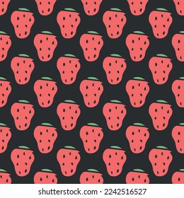 Seamless strawberry pattern. Doodle vector with strawberry icons. Vintage strawberry pattern