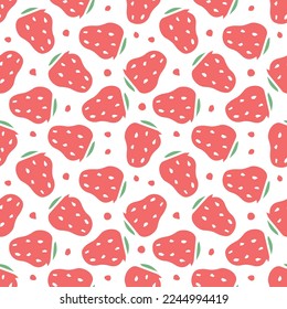 Seamless strawberry pattern. Doodle vector with strawberry icons. Vintage strawberry pattern