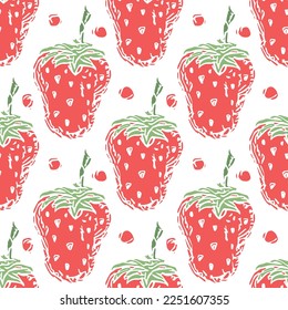 Seamless strawberry pattern. Doodle vector background with strawberry icons