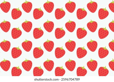 Seamless strawberry pattern with fresh red strawberries on a light background. Ideal for fabric, wallpaper, packaging, digital design, and food-related projects.