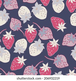 Seamless strawberry pattern on colors background