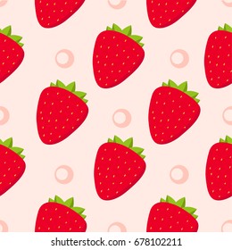 Seamless strawberry pattern on pink background. Elegant style design. Vector art