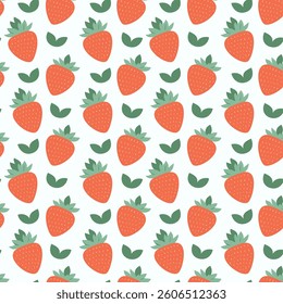 Seamless strawberry pattern on white background vector illustration
