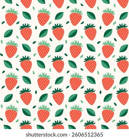 Seamless strawberry pattern on white background vector illustration