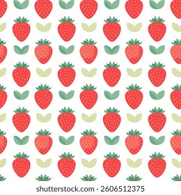 Seamless strawberry pattern on white background vector illustration