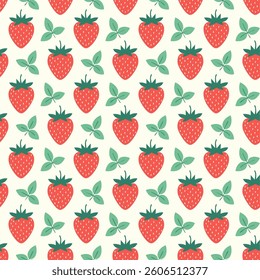 Seamless strawberry pattern on white background vector illustration