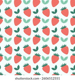 Seamless strawberry pattern on white background vector illustration