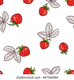 Seamless strawberry pattern on white background