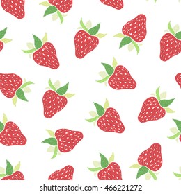 Seamless strawberry pattern on white background. Vector illustration. Hand drawn background.