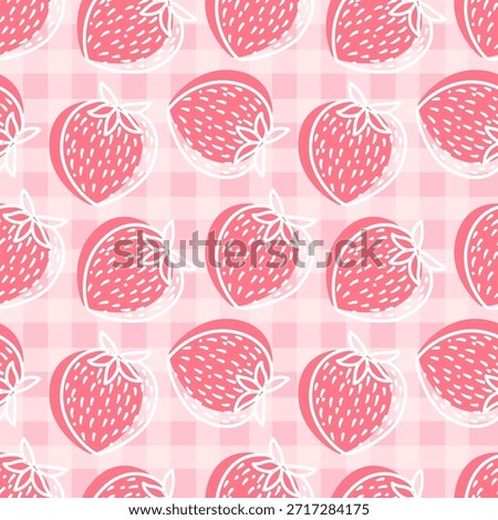 Seamless strawberry pattern in soft pink colors. Perfect for kids products, fabric, packaging, stationery, and sweet summer-themed designs.