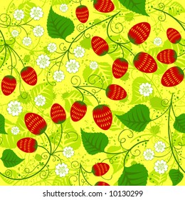 Seamless strawberry pattern, vector