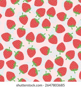 Seamless strawberry pattern. Seamless vector pattern with red strawberries. Ideal for fabric, design, print, wrapping paper, wallpaper