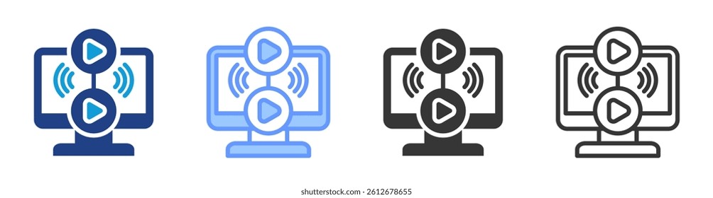 Seamless streaming icon set multiple style collection