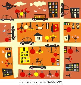 seamless street in autumn