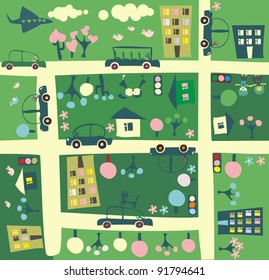 seamless street in spring