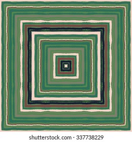 Seamless strip ethnic ornamental pattern. Rectangle, square lines with torn paper effect. Shred edge background. Pastel, brown, vinous, green, gray colors. Winter theme. Vector illustration