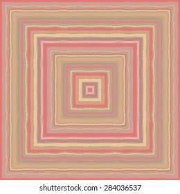 Seamless strip ornamental pattern. Rectangle, square lines with torn paper effect. Shred edge background. Pastel rose, brown colors. Vector illustration