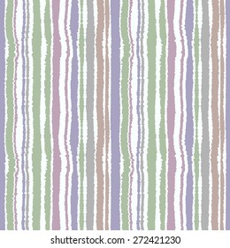Seamless strip pattern. Vertical lines with torn paper effect. Shred edge background. Pastel colors. Vector illustration