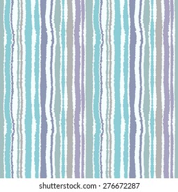 Seamless strip pattern. Vertical lines with torn paper effect. Shred edge background. Blue, gray light pastel colors. Vector illustration