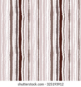 Seamless strip pattern. Vertical lines with torn paper effect. Shred edge background. Light, cold, contrast, brown, gray, colors on white background. Winter theme. Vector