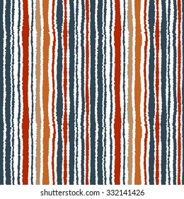 Seamless strip pattern. Vertical lines with torn paper effect. Shred edge background. Light, dark, contrast, gray, red, orange, white colored background. Winter theme. Vector