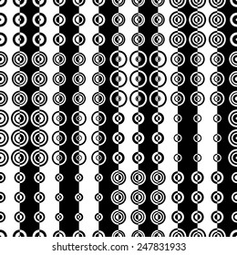 Seamless Stripe and Circle Pattern. Vector Black and White Background