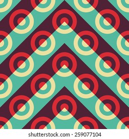 Seamless Stripe and Circle Pattern. Vector Blue and Red Background