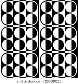 Seamless Stripe and Circle Pattern. Vector Black and White Background