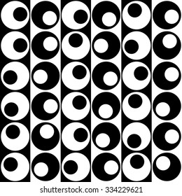 Seamless Stripe and Circle Pattern. Vector Black and White Background