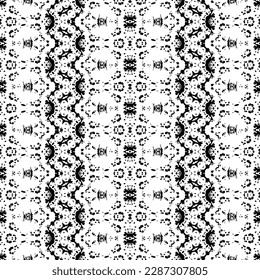 Patrón oscuro de franja sin soldadura. Patrón bohemio de color negro. Tribal Dark Doodle Batik. Textura con tinta de color negro. Impresión de arte ondulado étnico. Vector nativo simple teñido. Vector étnico de tinta abstracta