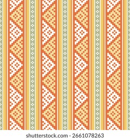 Nahtlose Streifen ethnischen Muster mit beige, gelb, orange und grün. Vertikale geometrische Webkonstruktion wiederholen.