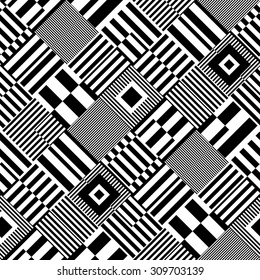 Seamless Stripe and Line Pattern. Vector Black and White Texture