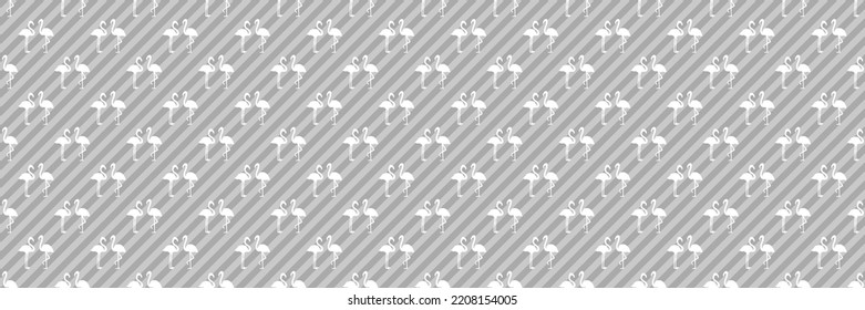 Seamless stripe pattern. Abstract geometric texture with flamingos. Birds in love. Striped background. Valentine's day