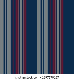 Seamless stripe pattern. Abstract vertical lines in navy blue, bordo red, grey for autumn winter dress, bed sheet, duvet cover, trousers, shirt, socks, or other modern fashion or home fabric design.