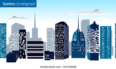 Seamless stripe pattern with architectural building. Day view. Vector illustration.