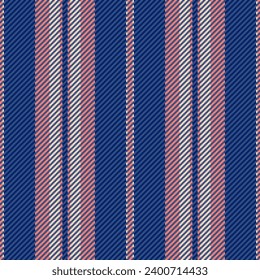 Seamless stripe pattern of background textile lines with a fabric vertical vector texture in blue and salmon colors.