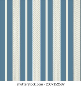 Seamless stripe pattern. Blue white linen woven texture. Shabby chic style weave  background.  Vector pattern with texture