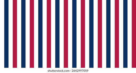 Padrão de listras sem costura em vermelho e azul em negrito inspirado no Dia da Independência Americana. Linhas horizontais, verticais e diagonais em cores patrióticas. Ótimo para decoração de festa, design têxtil