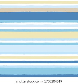 Motif harmonieux De Grève, arrière-plan vectoriel dessiné à La Main à l'aquarelle. Brise de plage bleue, lignes de peinture à l'aquarelle, illustration abstraite de plage d'été