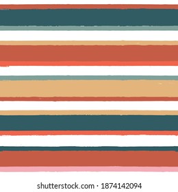 Seamless stripe Pattern, Hand drawn stripes modern vector background. Girly brush stroke, grunge paint lines, watercolor illustration