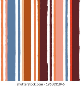 Seamless stripe Pattern, Hand drawn stripes modern vector background. Girly brush stroke, grunge paint lines, watercolor illustration