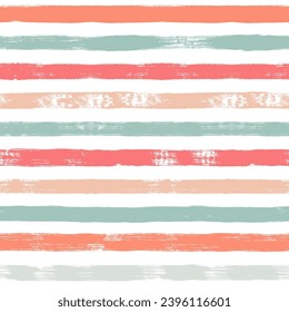 Seamless stripe pattern. Hand drawn vector stripes background, red, pink, orange and green girly brush strokes, cute spring paintbrush line backdrop