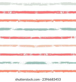 Seamless stripe pattern. Hand drawn vector stripes background, red, pink, orange and green girly brush strokes, cute spring paintbrush line backdrop