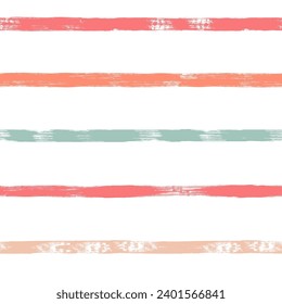 Seamless stripe pattern. Hand drawn vector stripes background, red, pink, orange and green girly brush strokes, cute spring paintbrush line backdrop