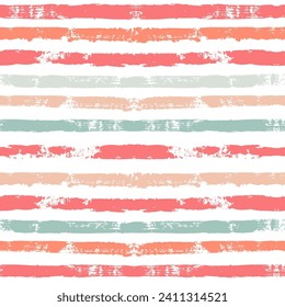 Seamless stripe pattern. Hand drawn vector stripes background, red, pink, orange and green girly brush strokes, cute spring paintbrush line backdrop