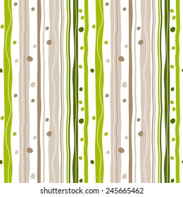 Seamless striped abstract green and beige pattern on a white background. 
