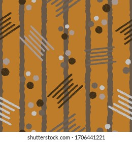 Seamless striped abstract pattern line shapes and dots repeat endless background cover texture for textile, wallpapers, wrapping paper, clothing, curtains, carpets, fashion fabric prints
