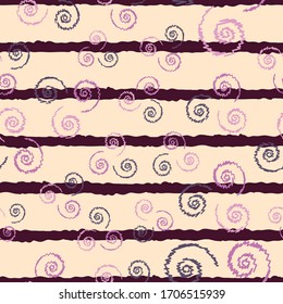 Seamless striped abstract pattern twirl shapes and lines repeat endless background cover texture for textile, wrapping paper, wallpapers, clothing, linens, carpets, curtains, fabric prints