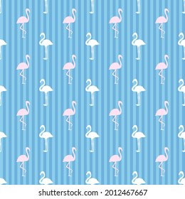 Fondo de rayas impecable. Papel pintado abstracto con flamencos. Siluetas de aves abstractas. Imprima para su diseño. Textura de línea abstracta